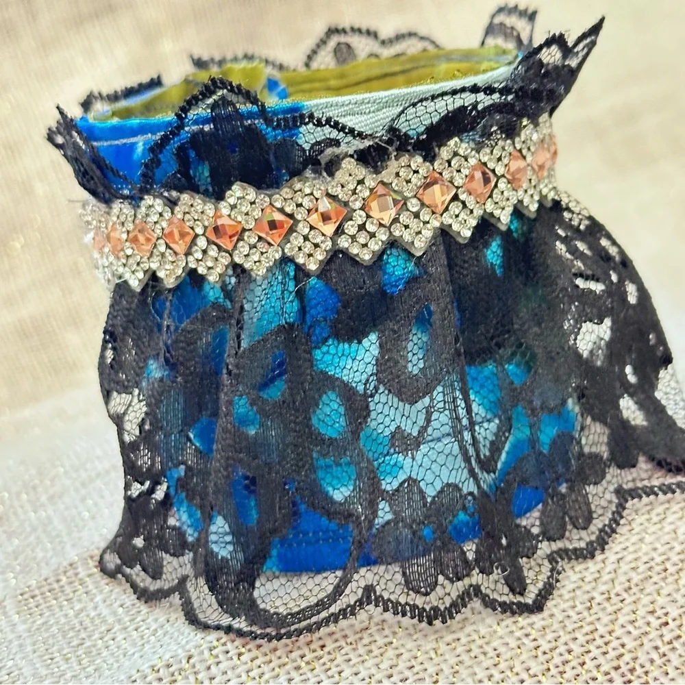 RUBYRUDI Cuff Bracelet Handcrafted OOAK Fabric Embellished Artisan Wearable Art